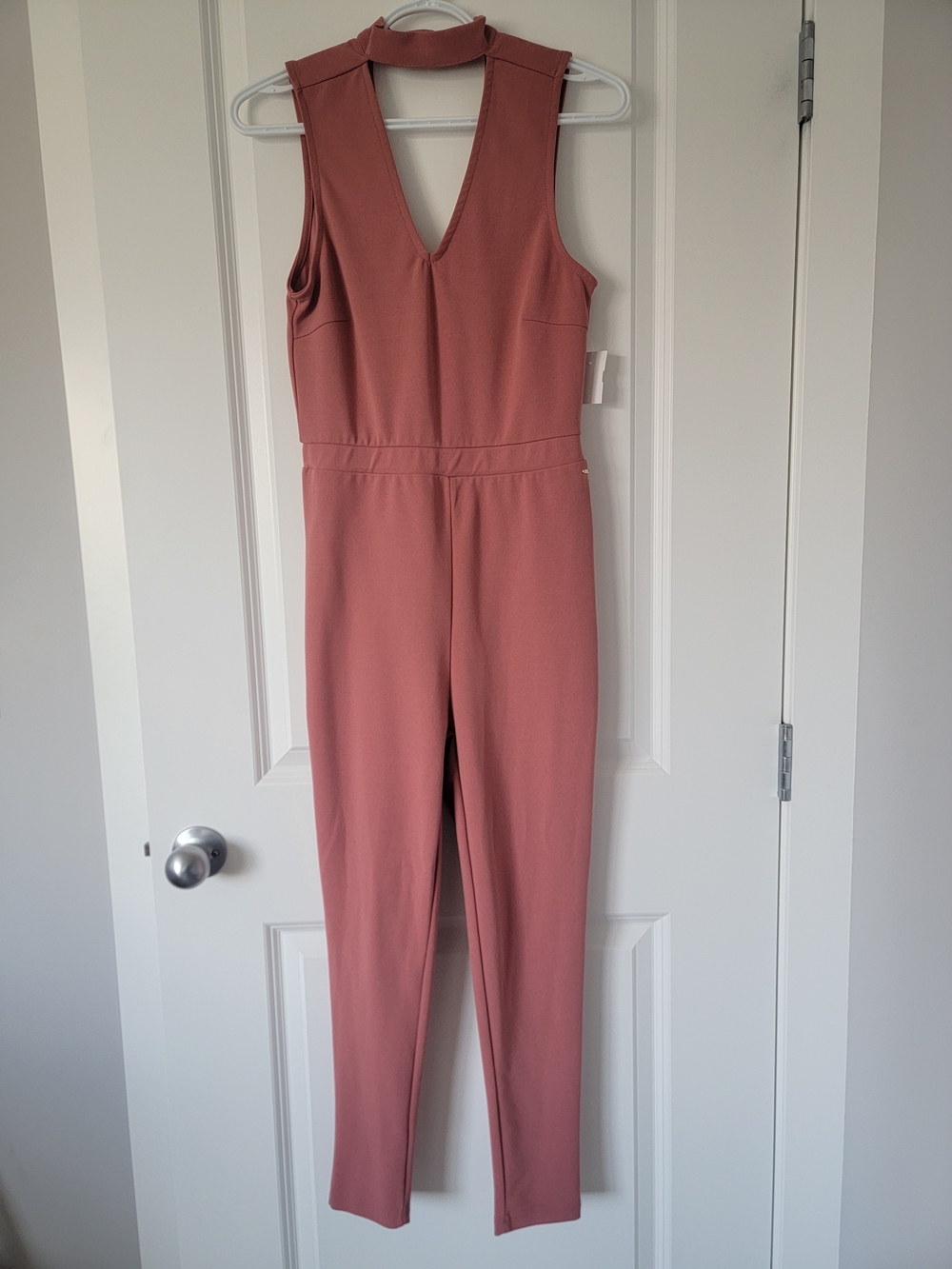 Guess Sleeveless V-Neck Jumpsuit in Dusty Rose